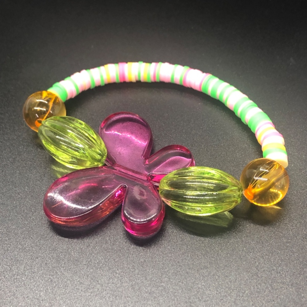 Butterfly Elastic Clay Beads Stretch Bracelet - Picture 11 of 14